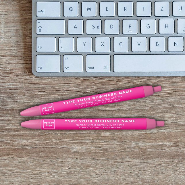 Marque commerciale rose sur stylo à encre (Ink pen with pink barrel and your business brand)
