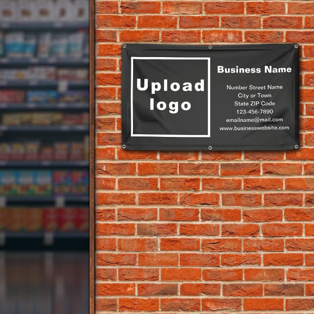 Marque commerciale sur bannière noire (Black banner with your business brand)