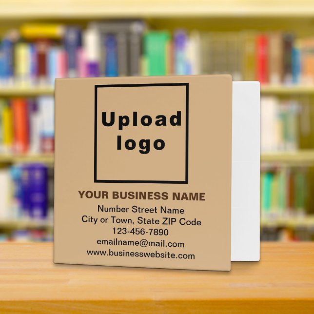 Marque commerciale sur un classeur marron clair (Build brand name awareness. Your business brand on light brown binder.)