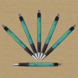 Marque commerciale verte sarcelle sur stylo