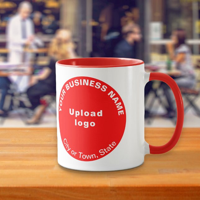 Marque d'affaires en forme ronde sur la Mug combo  (Build brand name awareness. Red combo mug with round shape business brand.)