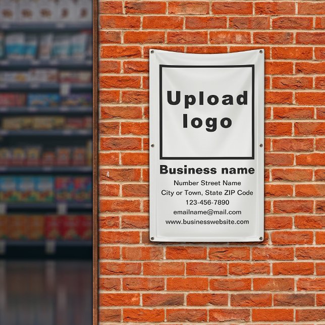 Marque d'affaires sur la bannière de portrait blan (White portrait banner with your business brand)