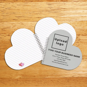 Marque d'affaires sur le coeur gris forme Carnet s