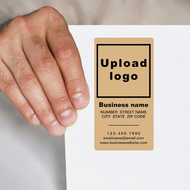 Marque d'affaires sur le port Brown léger (Light brown portrait shipping label with your business brand)