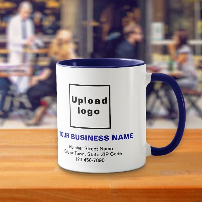 Marque d'affaires sur Navy Blue Combo Mug (Build brand name awareness. Your business brand on navy blue combo mug.)