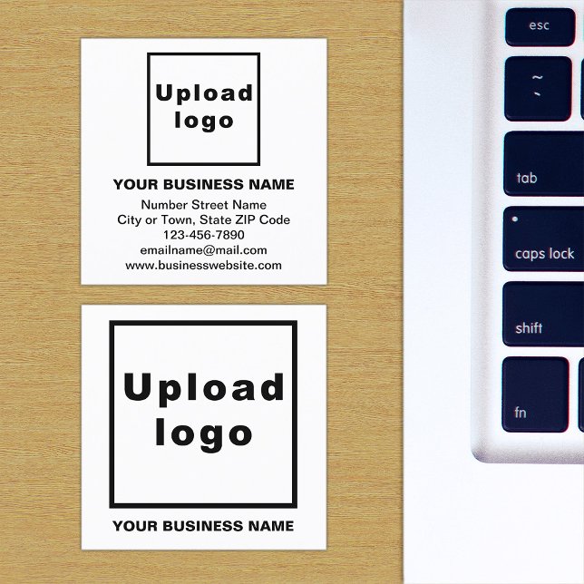Marque d'affaires sur petite carte Carré blanche (White square business card with your business brand)