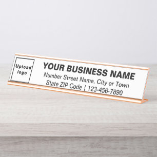 Marque d'affaires sur plaque de nom long bureau bl