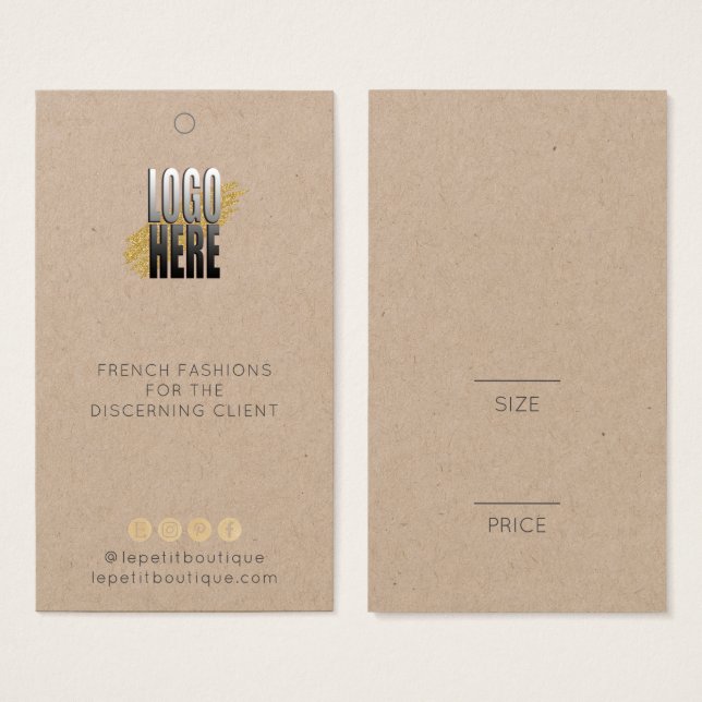 Marque de prix pour vêtements Kraft modernes avec  (Devant & derrière)