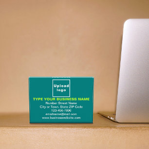 Marque d'entreprise sur bloc photo rectangle vert 