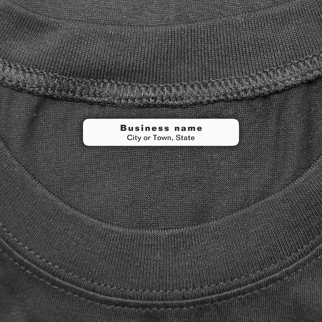 Marque d'entreprise sur le Étiquette rectangle bla (White rectangle iron on label with your business brand)