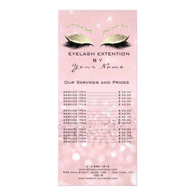 Marque Liste de prix Lashes Extension Pink Gold (Devant)