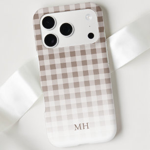 Marque Monogramme Minimaliste Gingham Marron Dégra