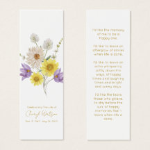 Marque-page de deuil simple de fleur sauvage