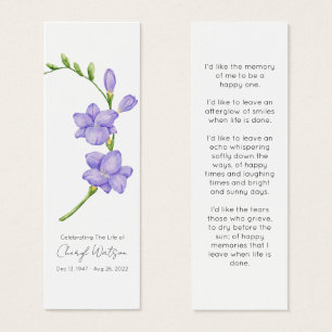Marque-page mémorial funéraire simple Freesia