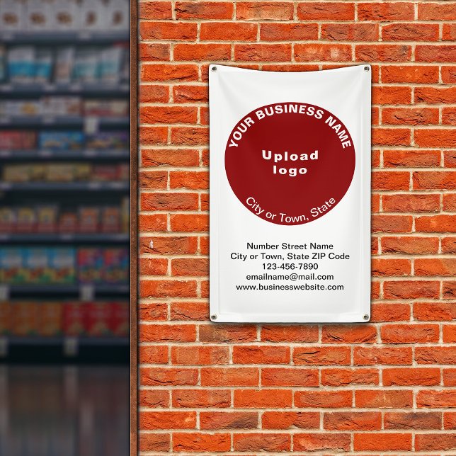 Marque rouge ronde d'affaires sur bannière Portrai (Banner with your business brand in red round shape)