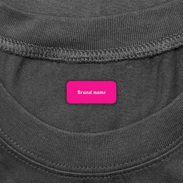 Marque sur Étiquette de vêtements Rectangle rose (Pink rectangle clothing label with your brand name)
