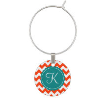Zig Zag Turquoise et orange personnalisé initial