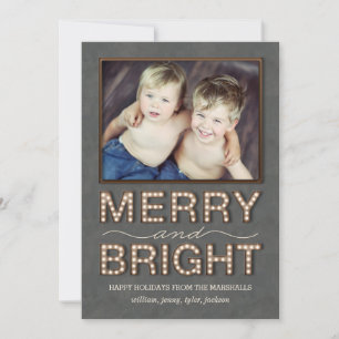 Marquee Lights Carte photo de vacances Joyeux et l