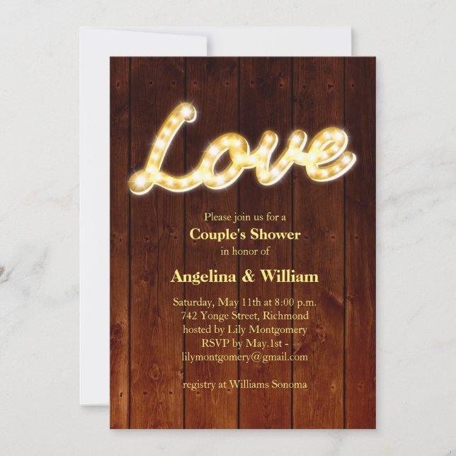 Marquee Lights Invitation de douche de couple (Devant)