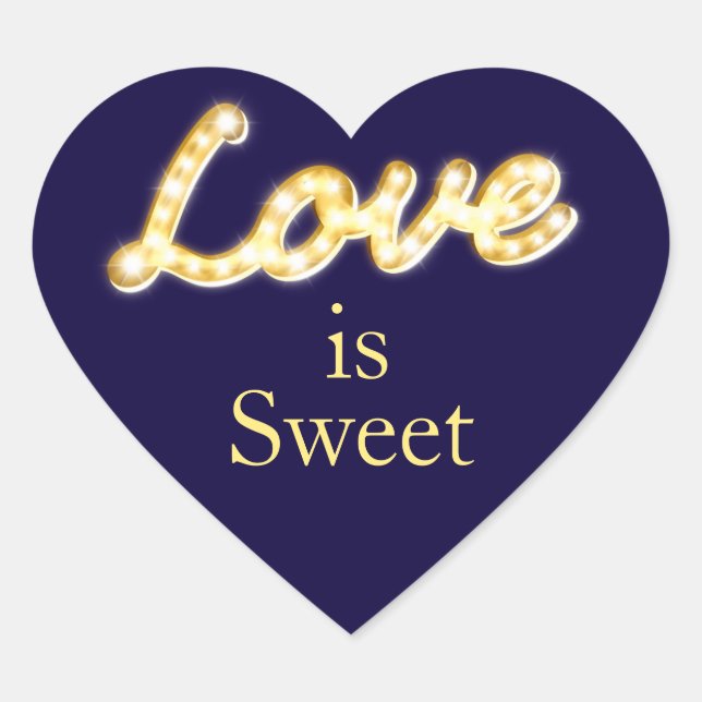 Marquee Lights Love is Sweet Sticker- blue Heart Sticker (Front)