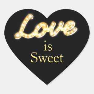 Marquee Lights Love is Sweet Sticker noir