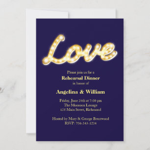 Marquee Lights Rehearsal Dinner Invite