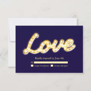 Marquee Lights RSVP - blue Card
