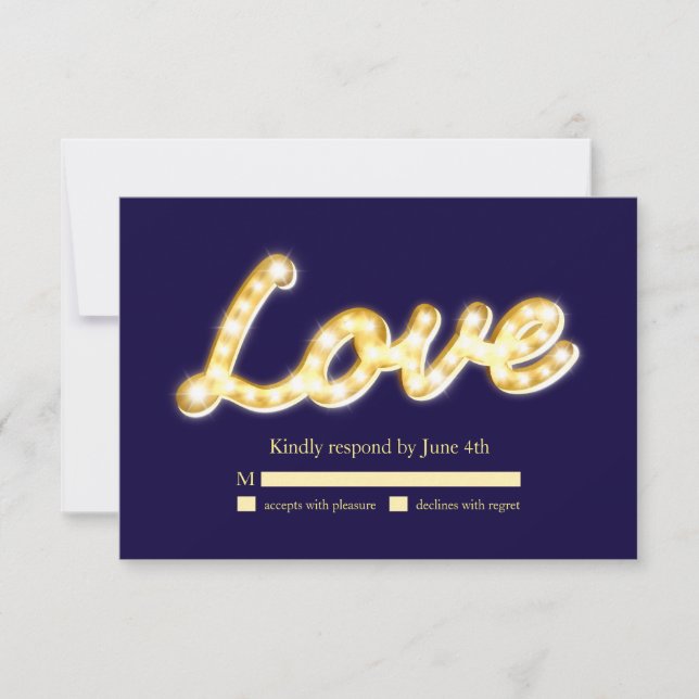 Marquee Lights RSVP - blue Card (Front)