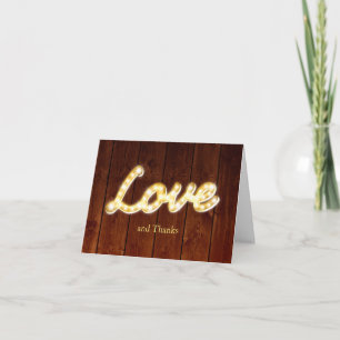 Marquee Lights Thank You Card - barn board