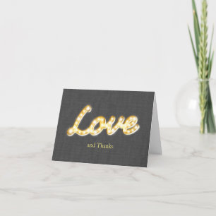 Marquee Lights Thank You Card Grey Burlap
