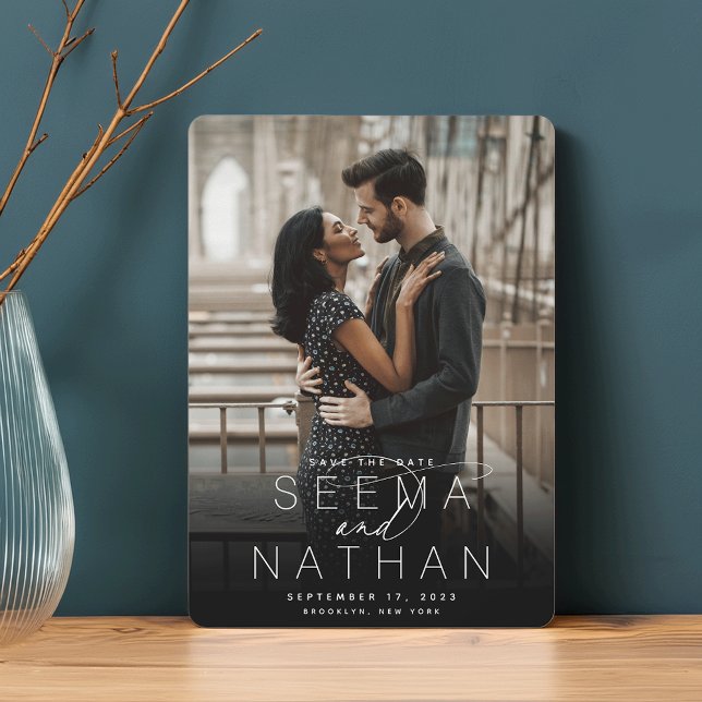 Marquee Name | Modern Vertical Photo Save The Date (Creator Uploaded)