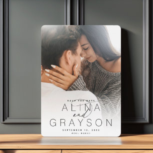 Marquee Name Modern Vertical Photo Save The Date