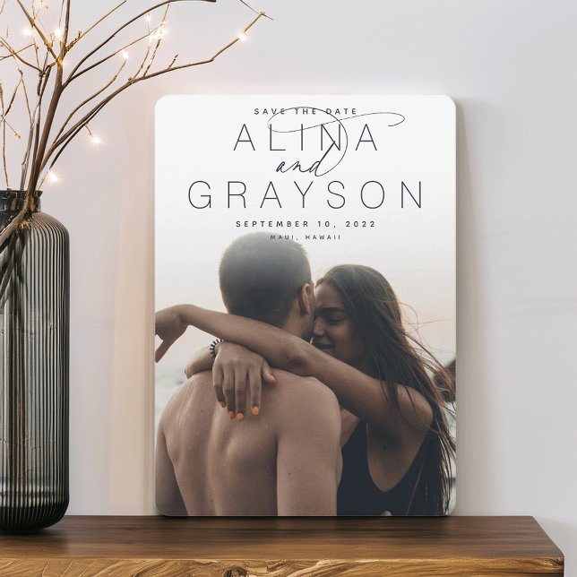 Marquee Name | Modern Vertical Photo Save The Date (Creator Uploaded)