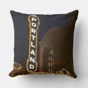 Marquee of Arlene Schnitzer auditorium Throw Pillow