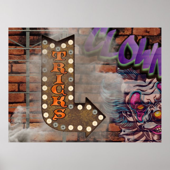 Marquee Sign Graffiti Scary Clown (Front)