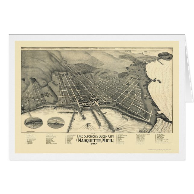 Marquette, carte panoramique de MI - 1897 (Devant horizontal)