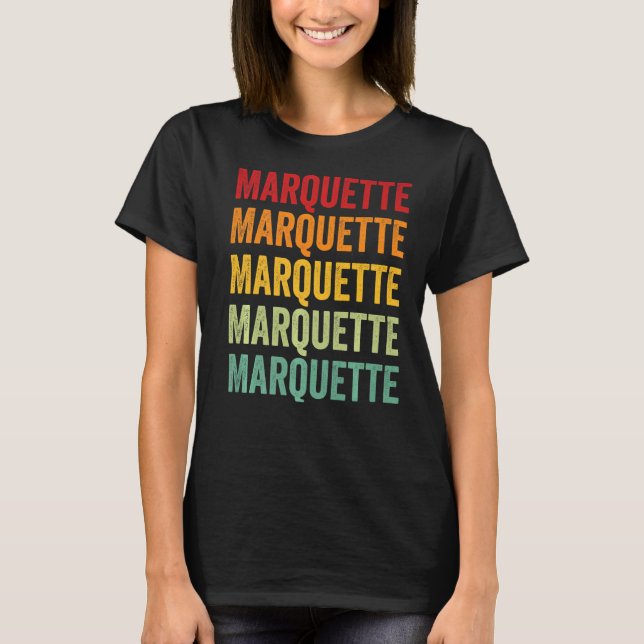 Marquette County Wisconsin Rainbow Text T-Shirt (Front)