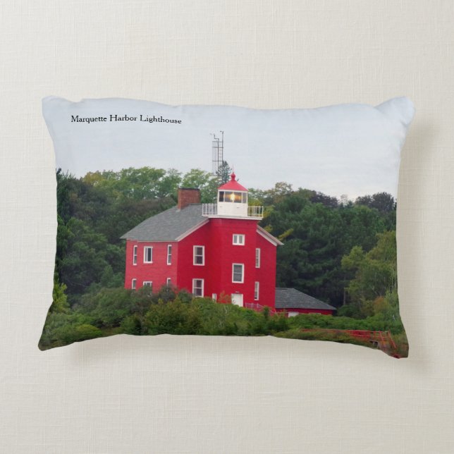Marquette Harbour Lighthouse accent pillow (Back)