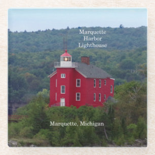Marquette Harbour Lighthouse glass coaster