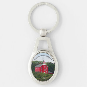 Marquette Harbour Lighthouse metal key chain