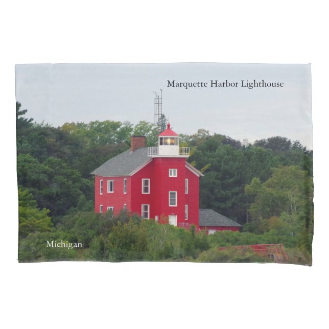 Marquette Harbour Lighthouse pillow case (Front)