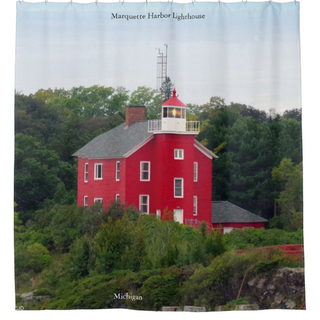 Marquette Harbour Lighthouse shower curtain (Front)