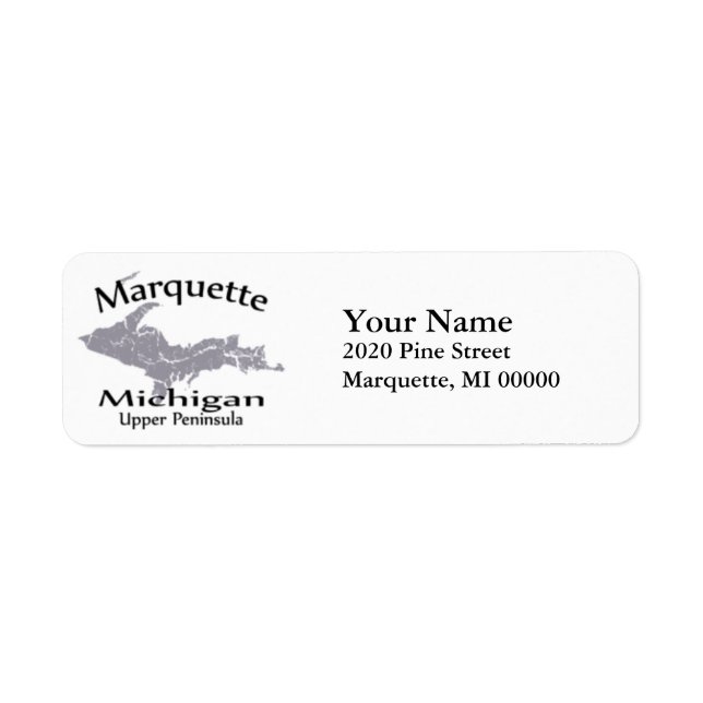 Marquette Michigan Carte Design Adresse de retour (Devant)