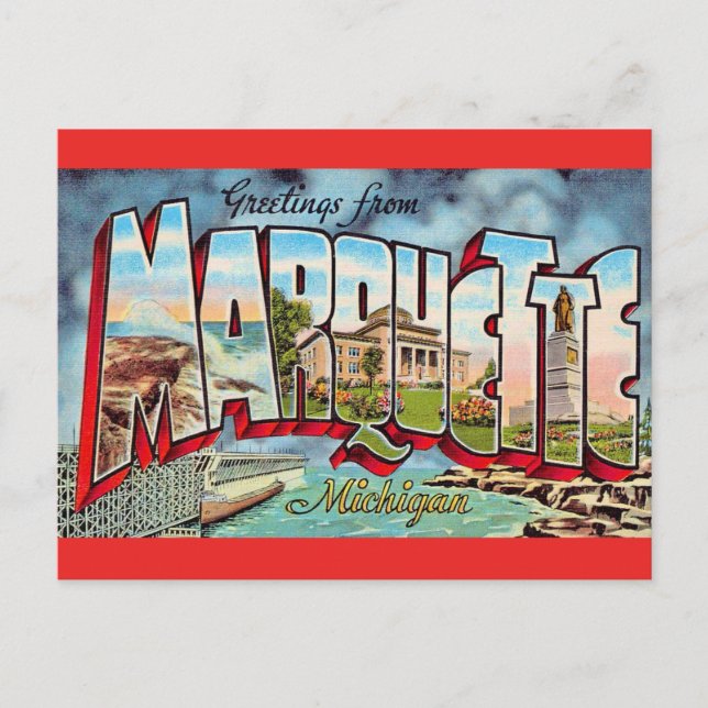 Marquette Michigan Greeting Postcard (Front)