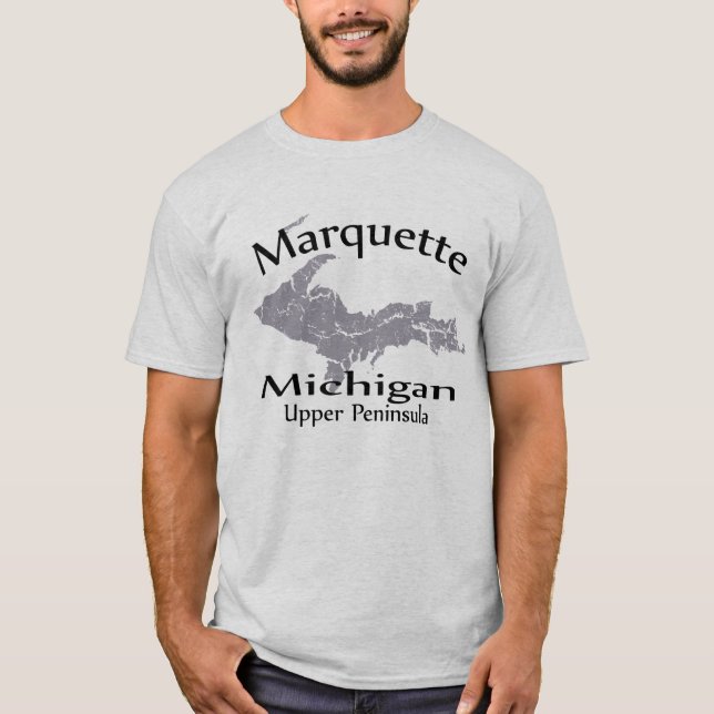 Marquette Michigan Map Design T-shirt (Front)