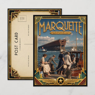 Marquette Michigan Vintage Art Deco Golden Age Postcard