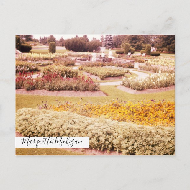 Marquette Prison Michigan Flower Garden Postcard (Front)