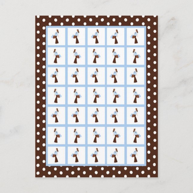 Marqueurs de carte de bingo Blue Mod Maman Pois (Devant)