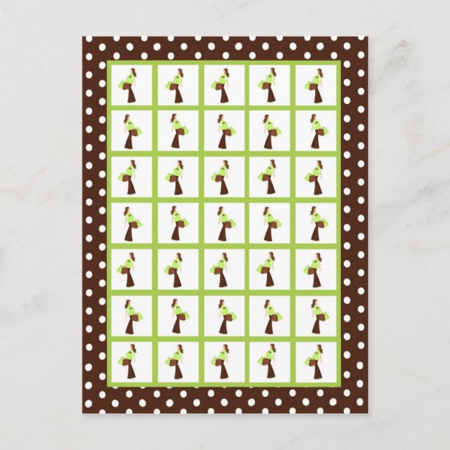 Marqueurs de carte de bingo Green Mod Maman Pois (Devant)