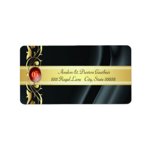 Marquis Black & Gold Silk Ruby Address Labels